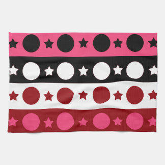 Schwarz-weiße rosa Kreissteine Streifen-Design Geschirrtuch
