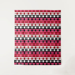 Schwarz-weiße rosa Kreissteine Streifen-Design Wandteppich