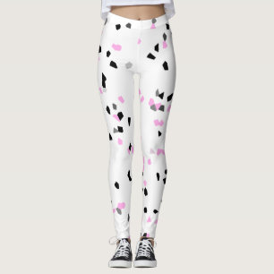 Schwarz-weiße rosa Punkte Niedlich Leggings