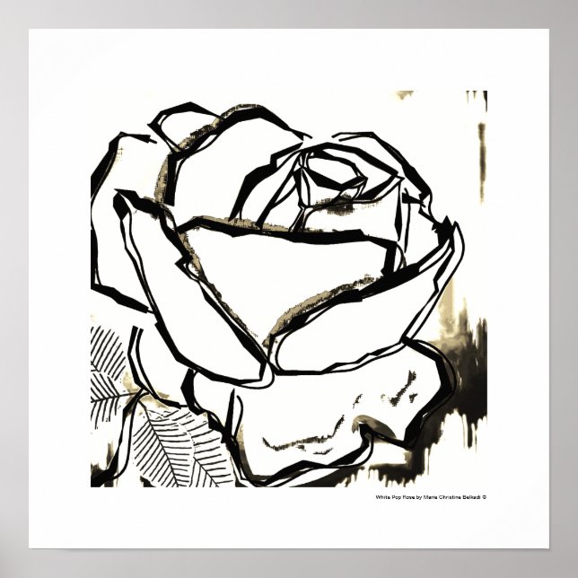 Schwarz-weiße Rose Cool Pop Rose Poster Art Prints (Vorne)