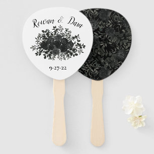 Schwarz-weiße Rose Gothic Wedding Fächer
