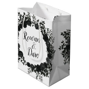 Schwarz-weiße Rose Gothic Wedding Mittlere Geschenktüte