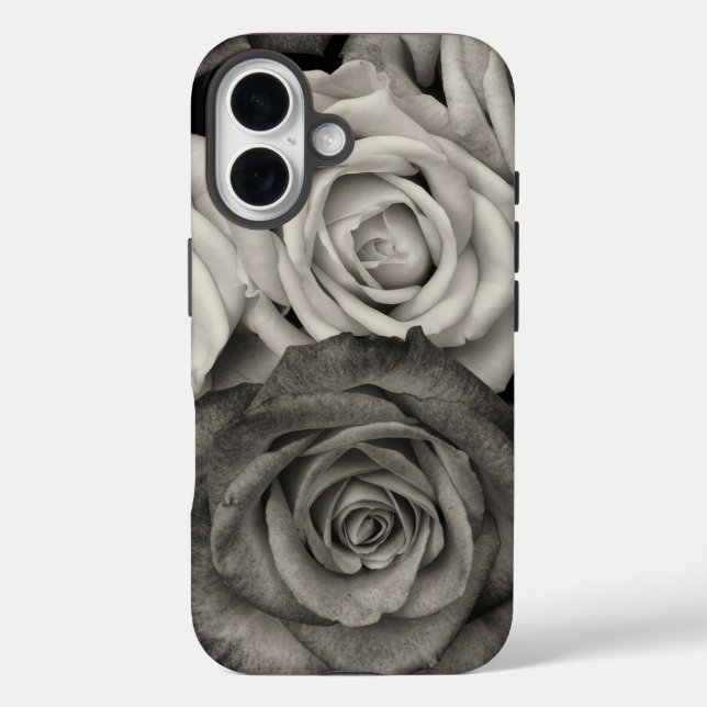 Schwarz-Weiße Rosen Case-Mate iPhone Hülle (Rückseite)