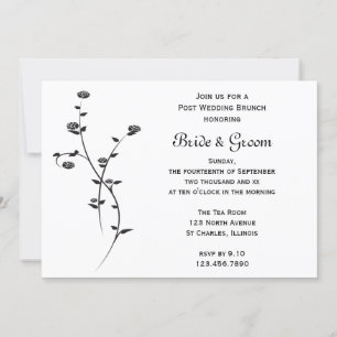 Schwarz-Weiße Rosen Post-Wedding-Brunch Einladung