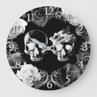 Schwarz Weiße Rosen Skelett Totenkopf Gothic Glamo
