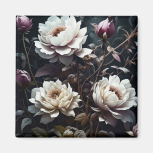 Schwarz-Weiße Rosen Watercolor AI-Kunst Magnet