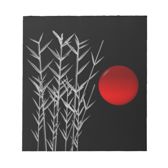 Schwarz-weiße Rot-Sonne Notizblock (Vorderseite)