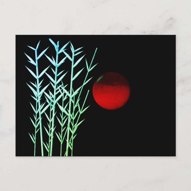 Schwarz-weiße Rot-Sonne Postkarte (Vorderseite)