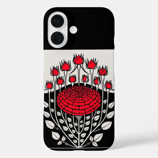 SCHWARZ-WEISSE ROTE ROSEN,ROSENKNOSPE Jugendstil Case-Mate iPhone Hülle (Rückseite)