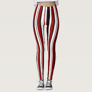 Schwarz-weiße rote Streifen Leggings