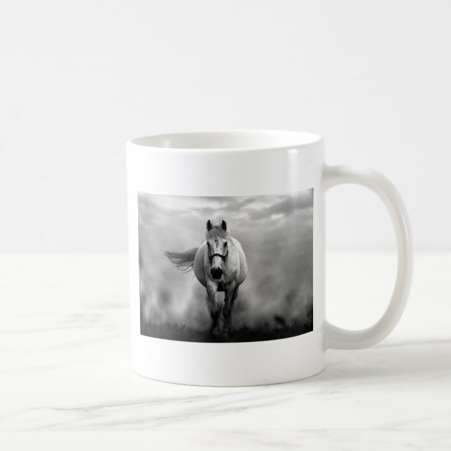Schwarz-weiße Running Horse Freedom Tasse (Rechts)