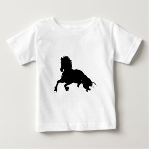 Schwarz-weiße Running Horse-Silhouette Baby T-shirt