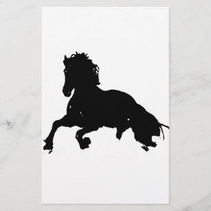 Schwarz-weiße Running Horse-Silhouette Briefpapier