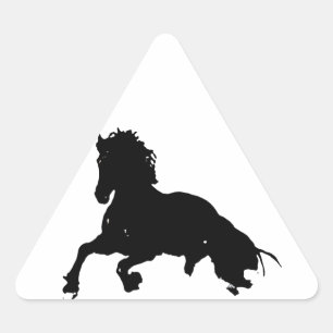 Schwarz-weiße Running Horse-Silhouette Dreieckiger Aufkleber