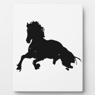 Schwarz-weiße Running Horse-Silhouette Fotoplatte