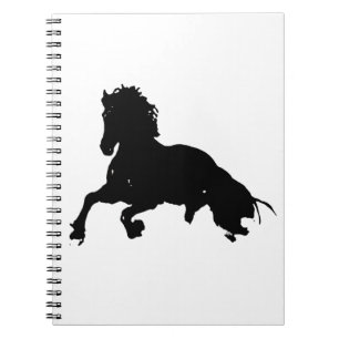 Schwarz-weiße Running Horse-Silhouette Notizblock