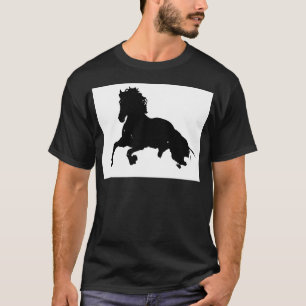 Schwarz-weiße Running Horse-Silhouette T-Shirt