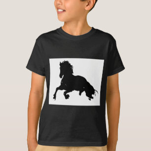 Schwarz-weiße Running Horse-Silhouette T-Shirt