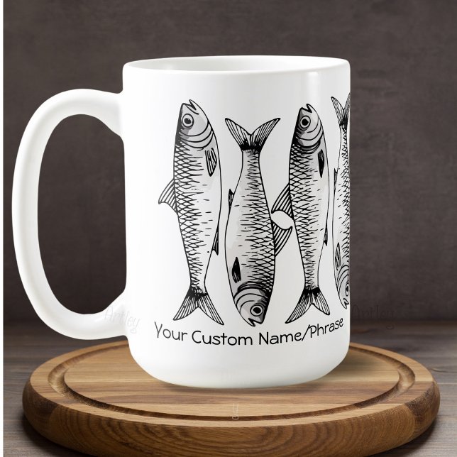 Schwarz-weiße Sardine Line-up Art Individuelle Nam Kaffeetasse (Von Creator hochgeladen)