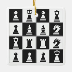 Schwarz-weiße Schachfiguren Keramikornament