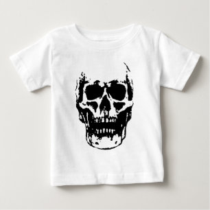 Schwarz-weiße Schädel-Pop-Art Baby T-shirt