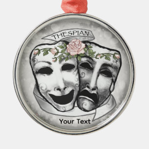 Schwarz-Weiße Schauspielermasken Ornament Aus Metall