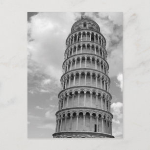 Schwarz Weiße Schiefe Turm von Pisa Italien Feiertagspostkarte