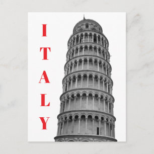 Schwarz Weiße Schiefe Turm von Pisa Italien Postkarte