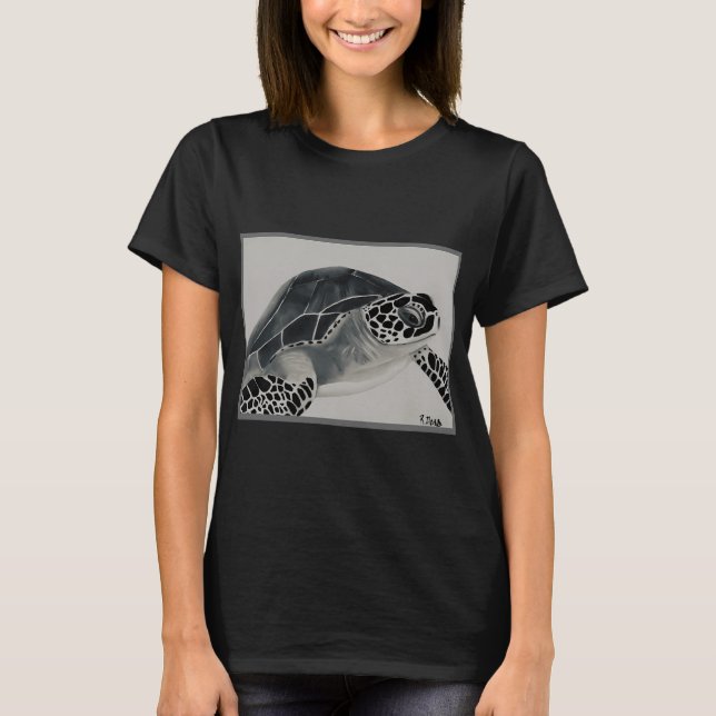 Schwarz-weiße Schildkröte. T-Shirt (Vorderseite)