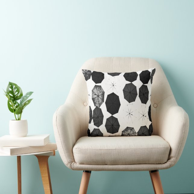 Schwarz-weiße Schirme im Freien oder im Innenberei Kissen (Stuhl )