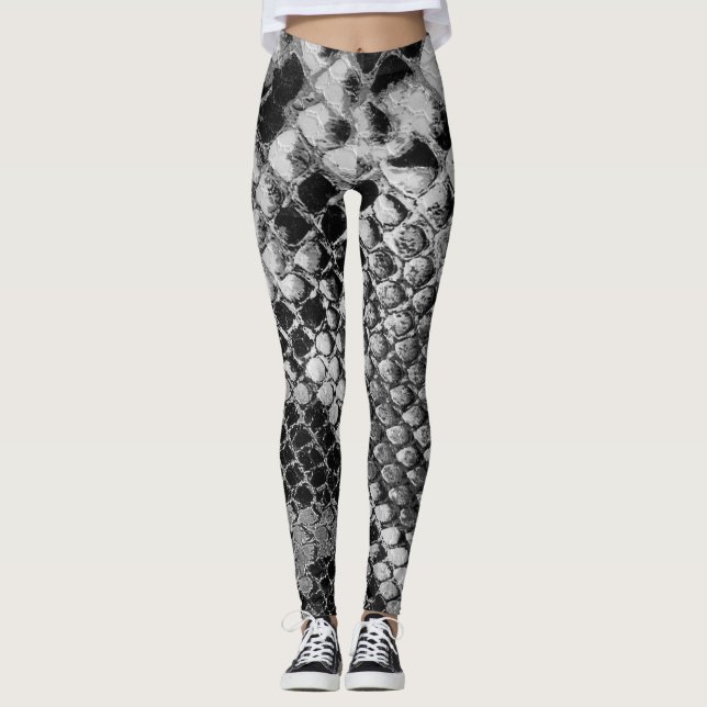 Schwarz-weiße Schlange Leggings (Vorderseite)