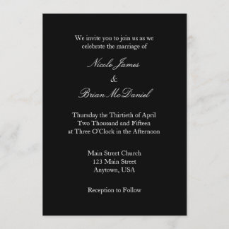 Schwarz-weiße Schlichte Einladung zur Hochzeit