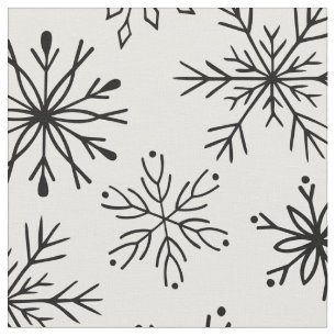Schwarz-weiße Schneeflocken-Muster Stoff