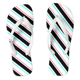 Schwarz Weiße Schräge Regimentsstreifen Linien Flip Flops