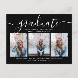 Schwarz-weiße Script-Kalligrafie Abschluss 3 Foto Einladungspostkarte