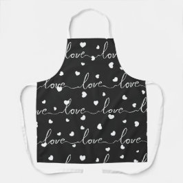 SCHWARZ-WEISSE SCRIPTED VALENTINE LIEBE UND HERZEN SCHÜRZE