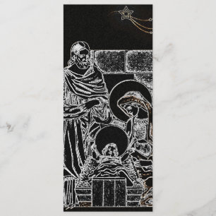 Schwarz-weiße silberne Nativityeinladung hoch Einladung