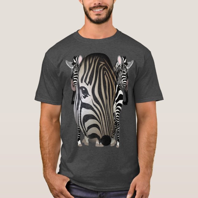 Schwarz - Weiße Silhouette Zebras T-Shirt (Vorderseite)