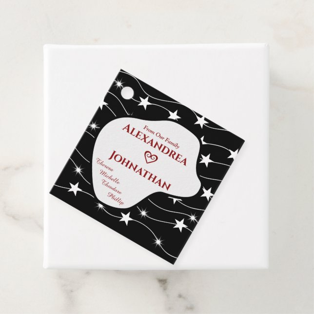 Schwarz-weiße Skripttypografie personalisieren Geschenkanhänger (Beispiel)