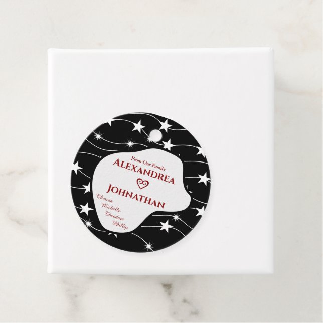 Schwarz-weiße Skripttypografie personalisieren Geschenkanhänger (Beispiel)