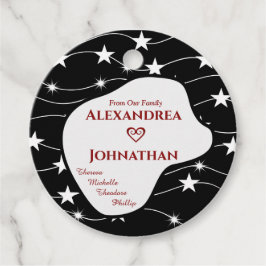 Schwarz-weiße Skripttypografie personalisieren Geschenkanhänger