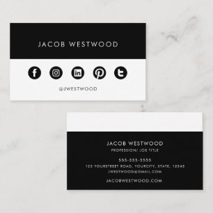 Schwarz-weiße soziale Medien, modern, einfach mini Visitenkarte