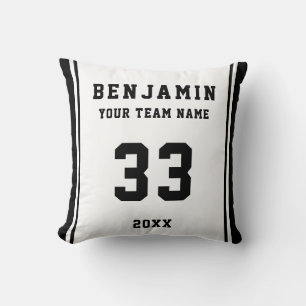 Schwarz-weiße Spielername Teamsportkinder Kissen