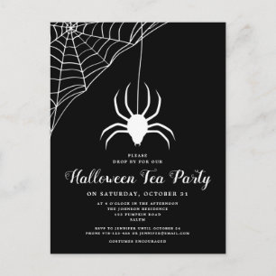 Schwarz-weiße Spinne Halloween-Teeparty-Einladung Postkarte