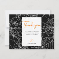Schwarz-Weiße Spinnennetze Halloween Danke
