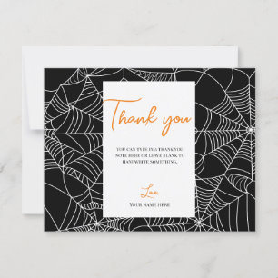 Schwarz-Weiße Spinnennetze Halloween Danke Einladung