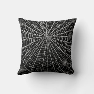 Schwarz-Weiße Spinnennetze Halloween Kissen