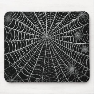 Schwarz-Weiße Spinnennetze Spinnennetz Halloween Mousepad