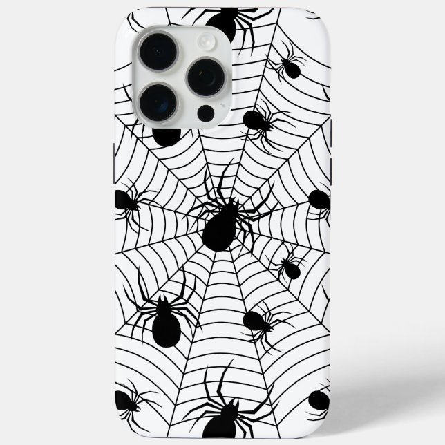 Schwarz-weiße Spinnennetzmuster Halloween Case-Mate iPhone Hülle (Rückseite)