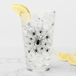 Schwarz-weiße Spinnennetzmuster Halloween Glas
